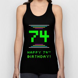 [ Thumbnail: 74th Birthday - Nerdy Geeky Pixelated 8-Bit Computing Graphics Inspired Look Tank Top ]