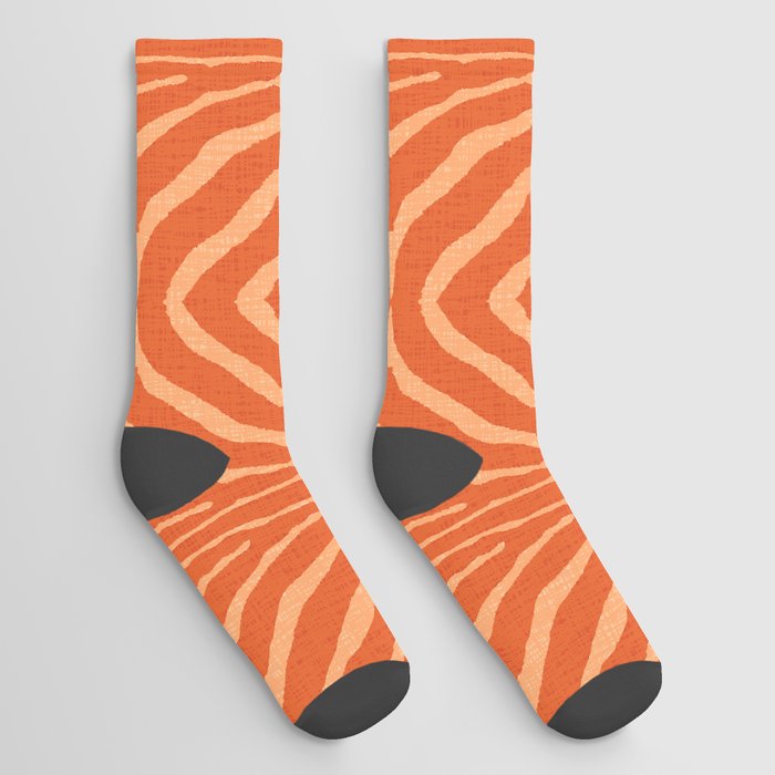 Zebra Wild Animal Print 739 Orange Tweed Socks