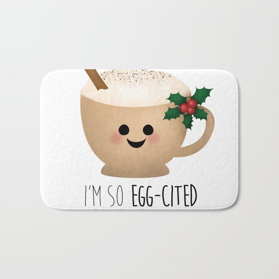 Eggnog | I'm So Egg-Cited For The Holidays! Bath Mat