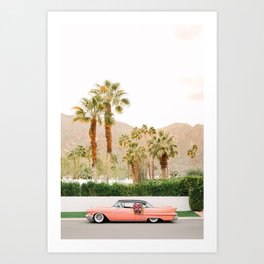 Classic Pink Car in Palm Springs Art Print