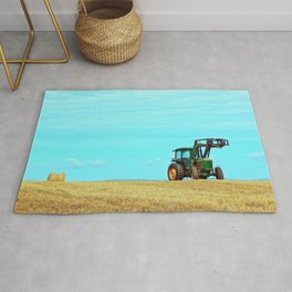 Tractor and Hay Roll on the Ridge Rug