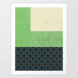 Pastel green and nyonya pattern collage Art Print