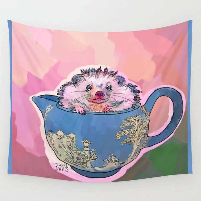 Hedgehog Wedge Wood Wall Tapestry