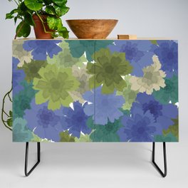 Watercolor Flowers - Blue and Green Credenza
