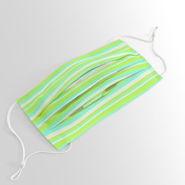 [ Thumbnail: Light Green, Aquamarine & Beige Colored Lines/Stripes Pattern Face Mask ]