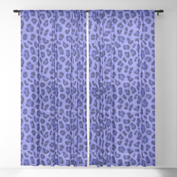 Lavender Blue Leopard Animal Print Skin Pattern Sheer Curtain