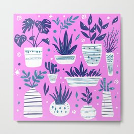 Indoor plants on pink Art poster Metal Print