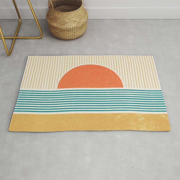 Sun Beach Stripes - Mid Century Modern Abstract Rug
