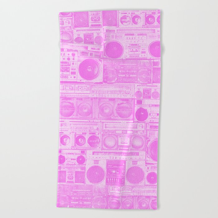 house of boombox : the pink print v2 Beach Towel