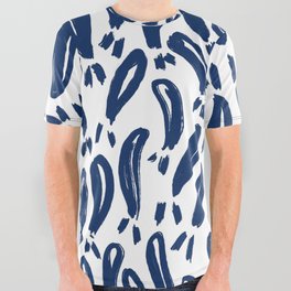 Blue Fishes Ocean Indigo Sea Pattern All Over Graphic Tee