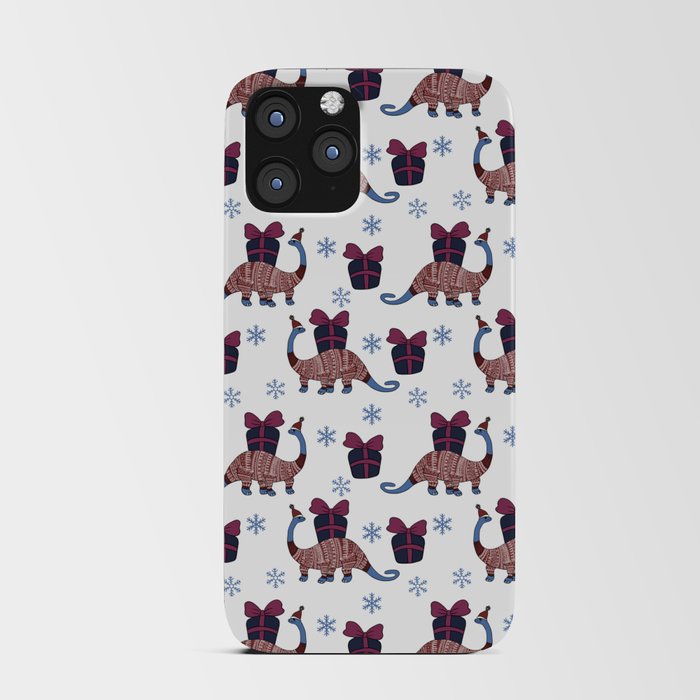 Cute Dinosaur in red Christmas sweater iPhone Card Case