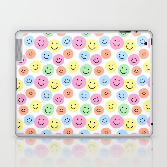 Happy Face Party (pastel rainbow) Laptop & iPad Skin