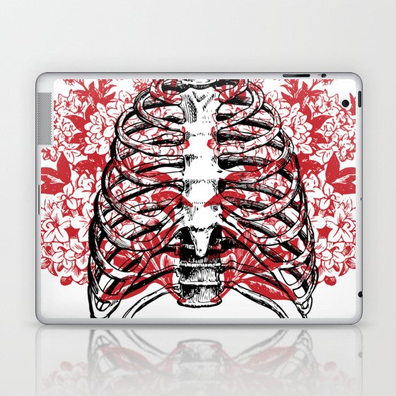 Floral Ribcage, engraved illustration Laptop & iPad Skin