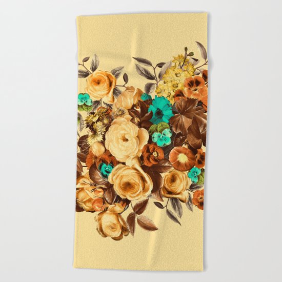 Watercolor Floral Pattern Beach Towel