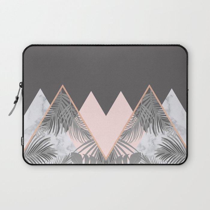 Blush Gray Copper Marble Geometric Pattern Laptop Sleeve