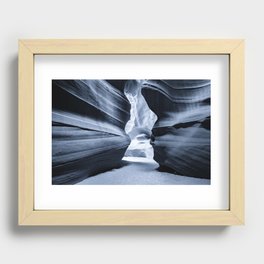 Shadows and Textures - Antelope Canyon In Silver Monochrome Recessed Framed Print