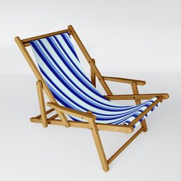 [ Thumbnail: Cornflower Blue, Blue & Light Cyan Colored Stripes/Lines Pattern Sling Chair ]