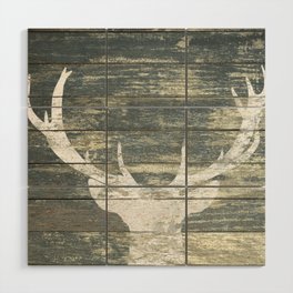Rustic White Deer Silhouette Teal Wood A311 Wood Wall Art