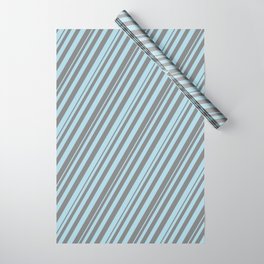 [ Thumbnail: Grey & Light Blue Colored Lines Pattern Wrapping Paper ]