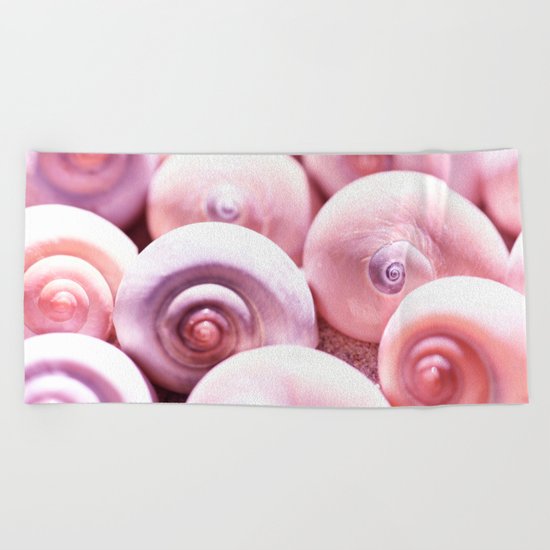Dream of last summer I - Animal Snail Shells in pink on #Society6 Beach Towel