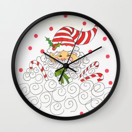 Candy Cane Santa Wall Clock | Jollysanta, Drawing, Holiday, Santa, Christmas, Candycanes, Ink Pen 