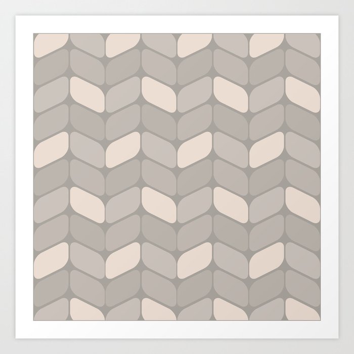 Vintage Diagonal Rectangles Taupe 1 Art Print