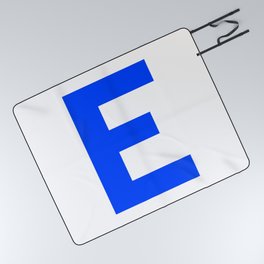 Letter E (Blue & White) Picnic Blanket