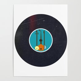 Vinyl Record Mid-Century Modern Music Instruments Poster