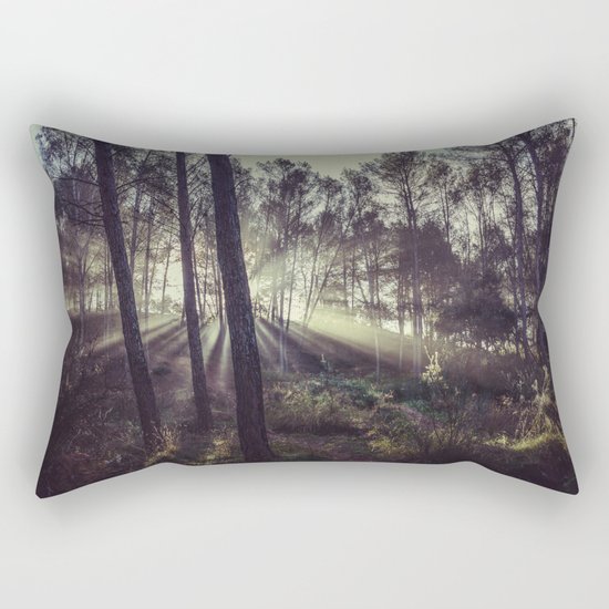 "Forest dreams". Sunrise through the foggy forest Rectangular Pillow