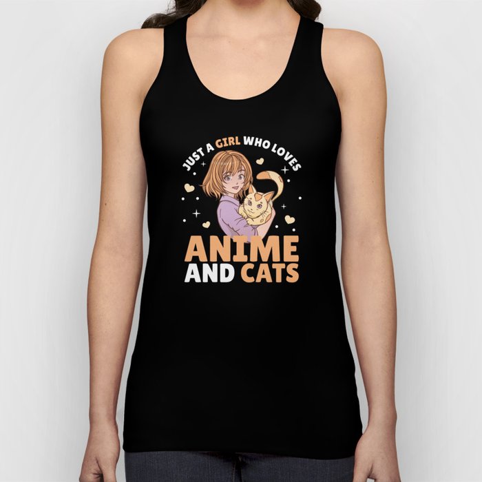 Just A Girl Who Loves Anime And Cats Manga Heart Tank Top