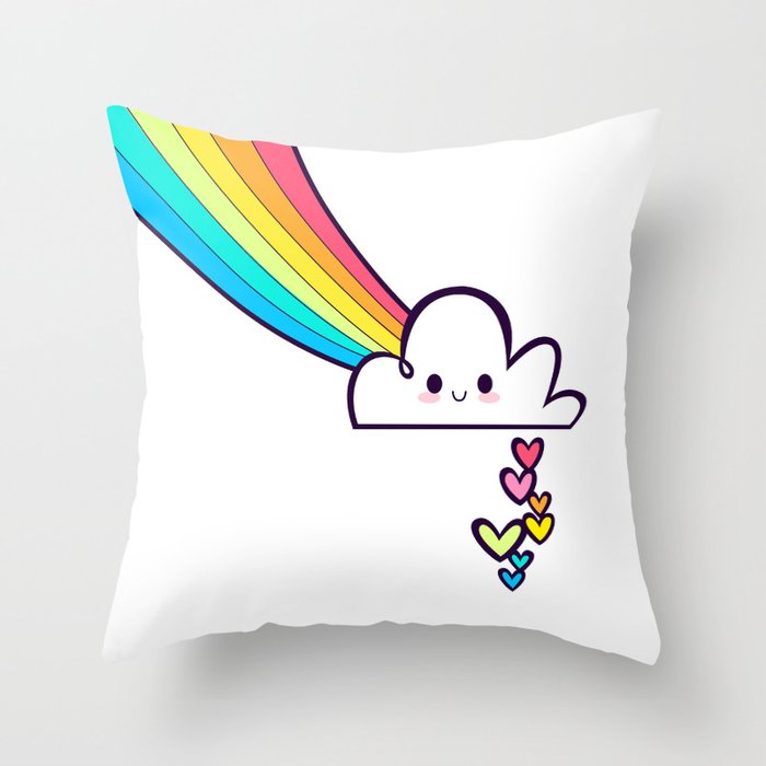 Kawaii Rainbow Cloud & Rainbow Throw Pillow