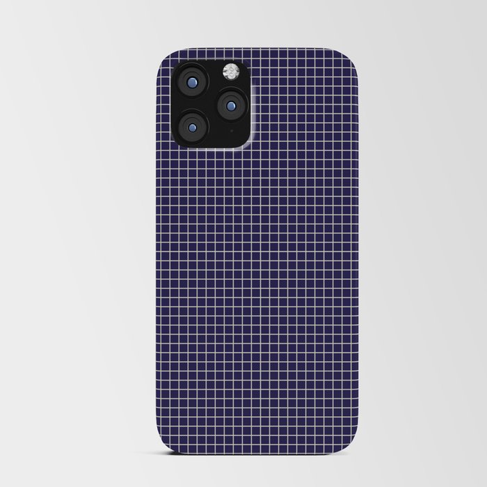 Window pane Modern Vintage Small Grid Navy Blue and White iPhone Card Case