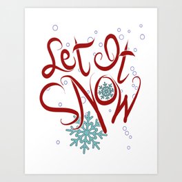 Let It Snow Christmas Typography Lettering Art Print