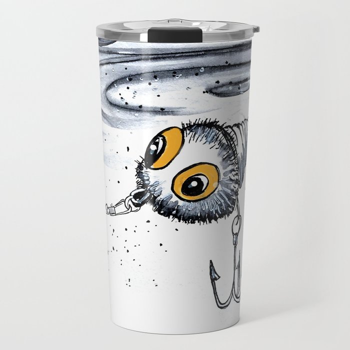 Fishing Lure Underwater with dangling hook and ripple Travel Mug
