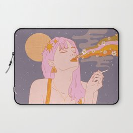 Woman Smoking Daisy Flowers Laptop Sleeve