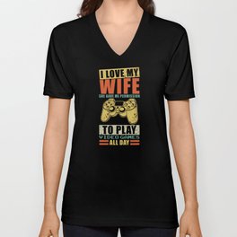 I love my Wife Gaming Gamer V Neck T Shirt