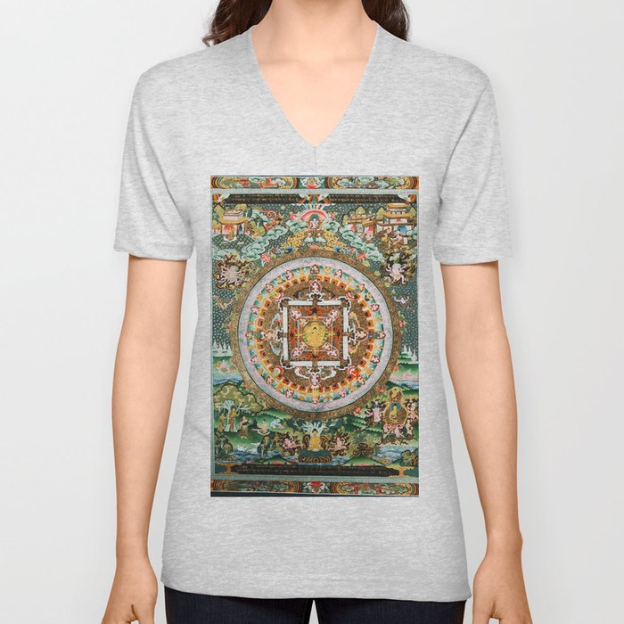 Buddhist Mandala White Tara V Neck T Shirt