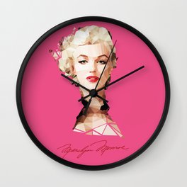 Marilyn in Pink Low Poly Art  Wall Clock