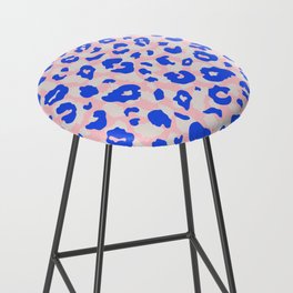 Bohemian Leopard Spots in Blue, Cream and Blush Pink Bar Stool