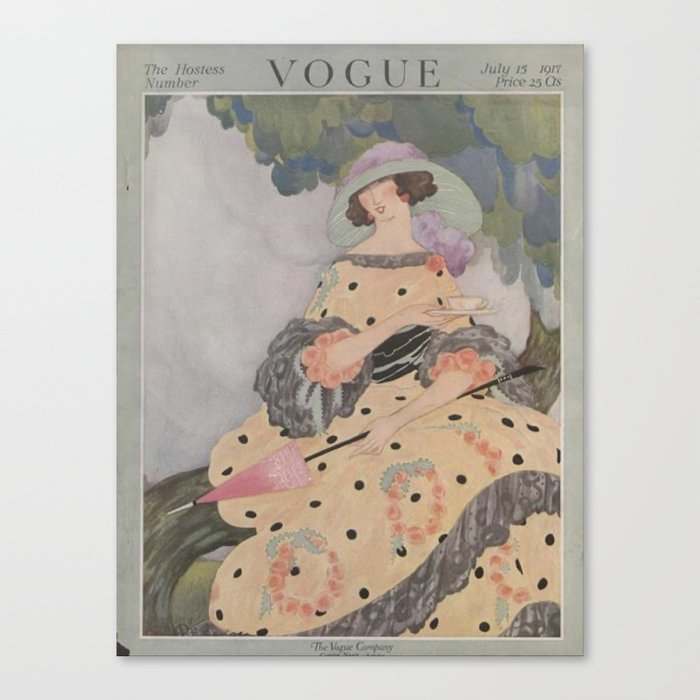 Vintage Fashion Magazine Cover Illustration July 1917 - Woman in Yellow Canvas Print