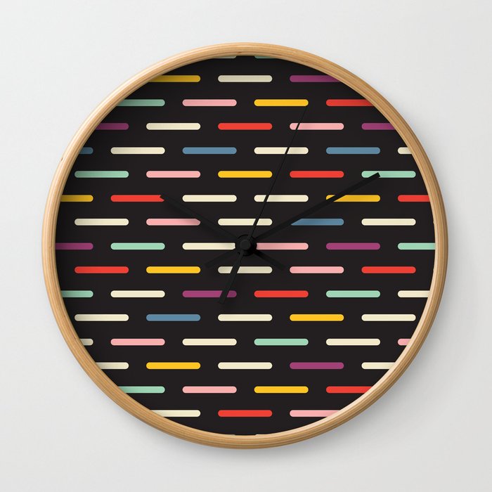 Modern Scandinavian Dash Multi Colour Color Black Wall Clock
