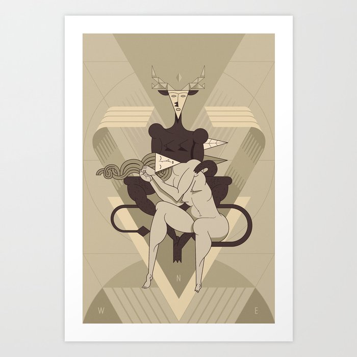 The faun and the woman Art Print