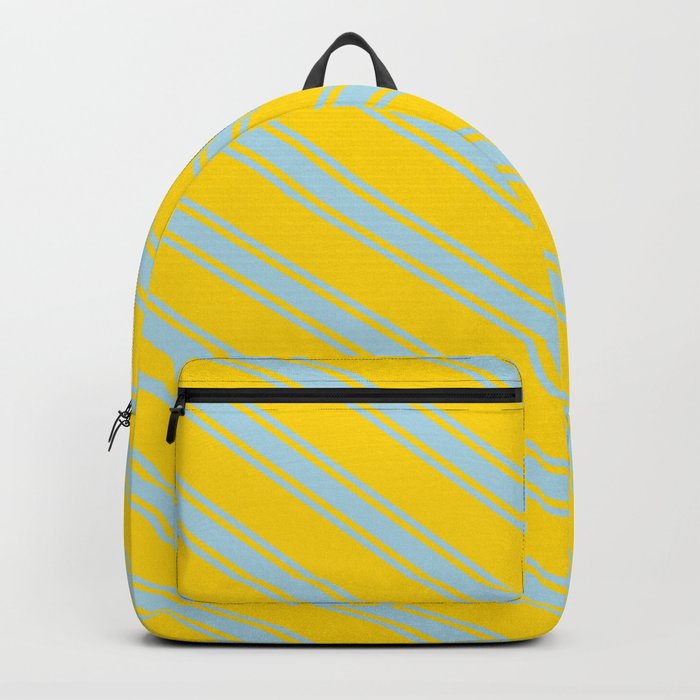 Yellow & Light Blue Colored Lined/Striped Pattern Backpack