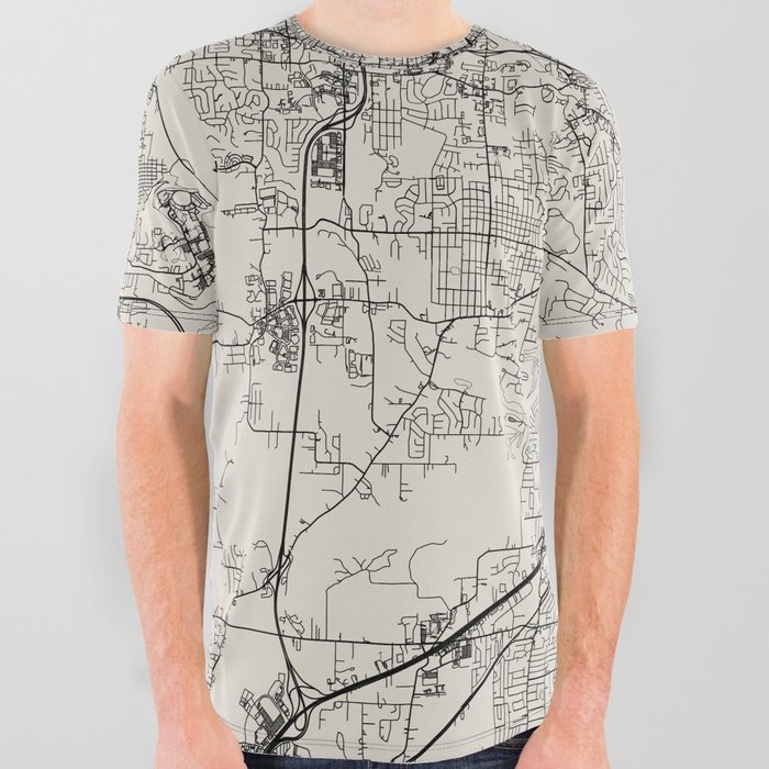 USA, Little Rock city map All Over Graphic Tee