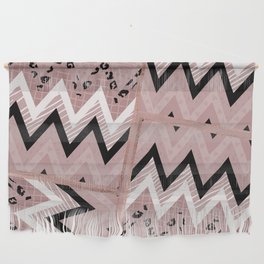 Geometric mauve pink black white rose gold chevron Wall Hanging