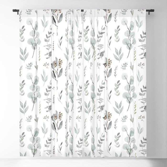 Eucalyptus Watercolor botanical pattern Blackout Curtain by Anis ...