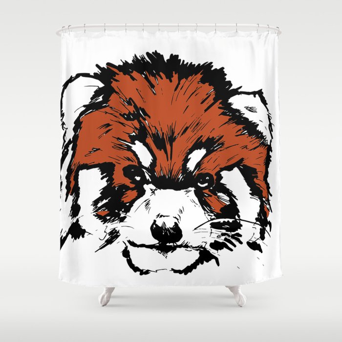 Red Panda Parry (Colour) Shower Curtain