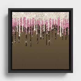 Beautiful Ice Cream Drip Pattern Design Framed Canvas