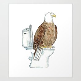 Bald Eagle taking bath Painting Art Print