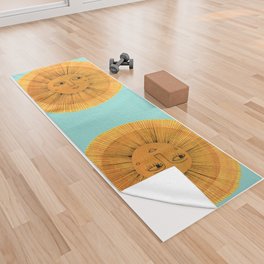 Sun Drawing Gold and Blue Yoga Towel